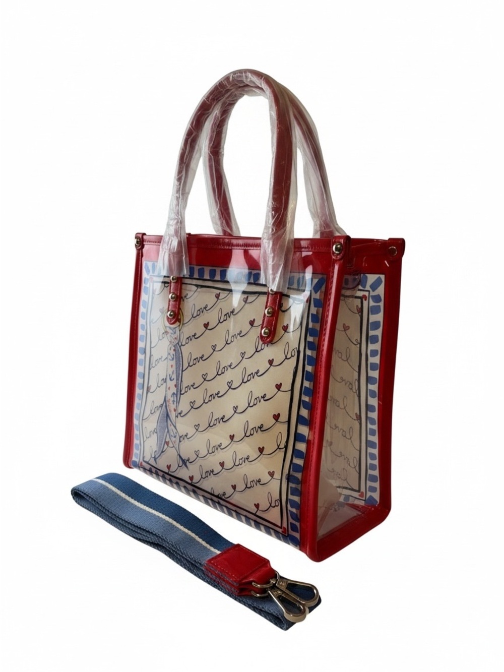 Brighton Vinyl Red Heart-Print Clear Tote Bag - Women - Picture 4 of 4